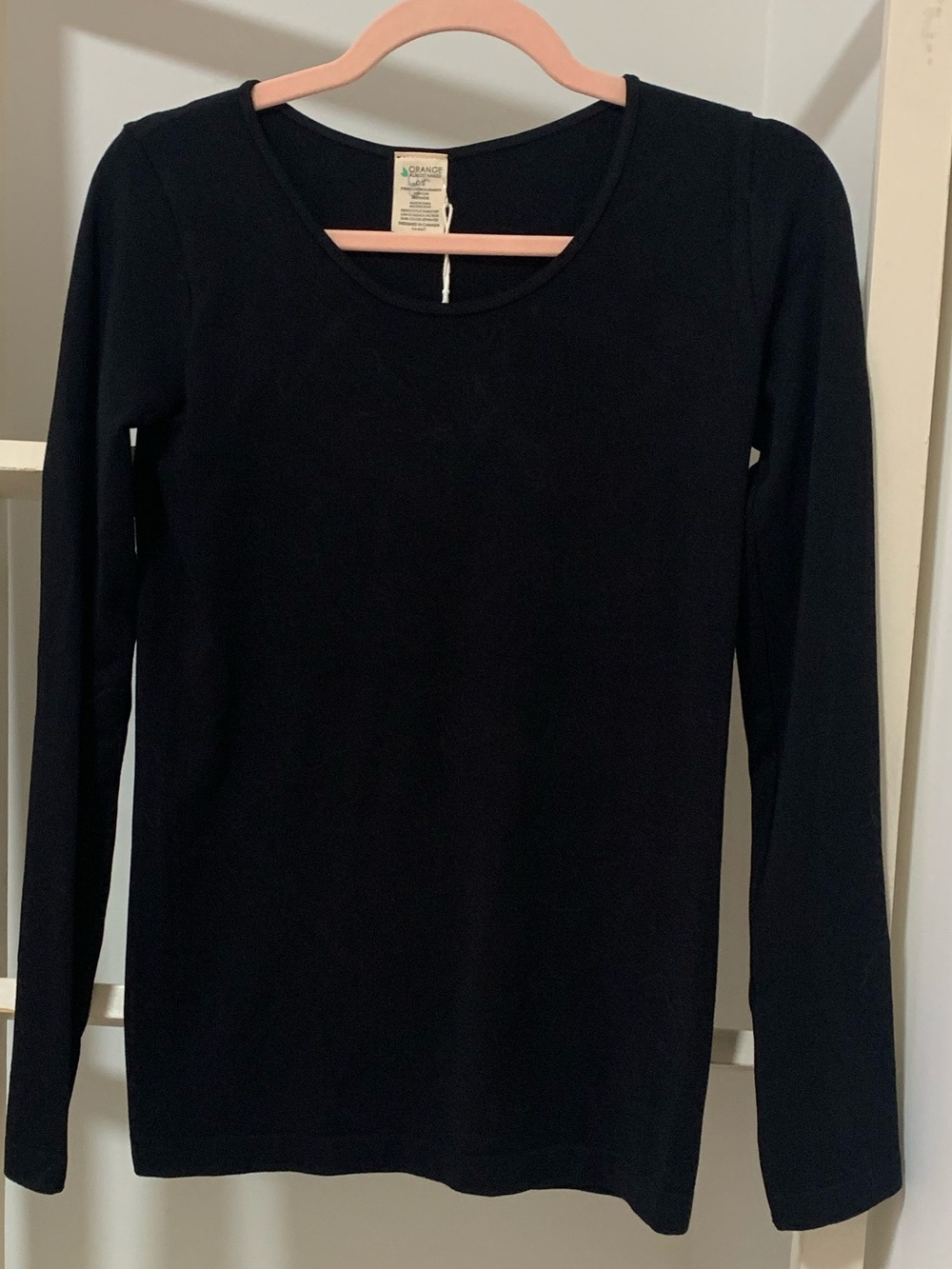 Orage Black Long Sleeve Scoop Neck Tee Shirt